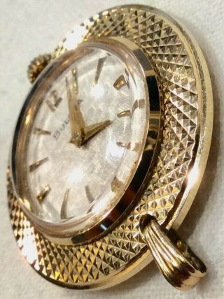 Very Rare 1950s Valuable Vintage Bulova Large 14K Solid Gold Pendant Watch 2