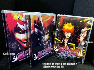 Anime Dvd Bleach Complete Tv Series Boxsets (1 - 366 End),  4 Movies English Dub