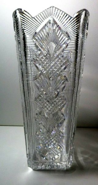Vintage House Of Waterford Crystal Master Cutter Square Vase14 " Made Ireland
