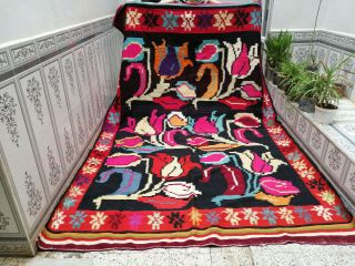 Handmade Vintage Moroccan Wool Rug Azilal Berber Rug Beni Ourain Carpet