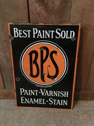 Vintage Best Paint Bps Varnish Stain Porcelain Flange Double Sided Sign