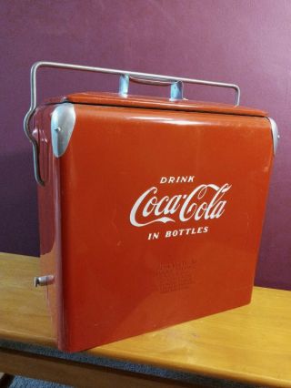 Vintage1940 - 50s Coca - Cola Metal Cooler W/bottle Opener Orig & Just About Perfect