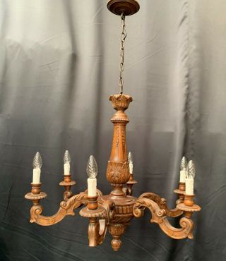 vintage carved wood antique chandelier ceiling light 2