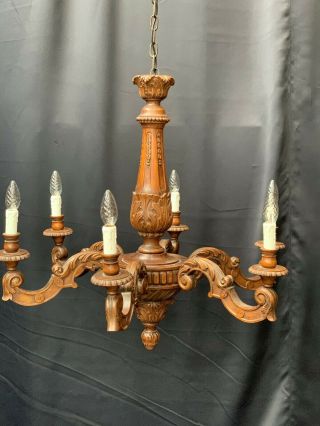 vintage carved wood antique chandelier ceiling light 3