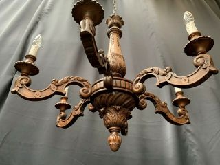 vintage carved wood antique chandelier ceiling light 4