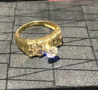 Vintage 14 Kt Gold Diamonds Ring Sz 7.  5