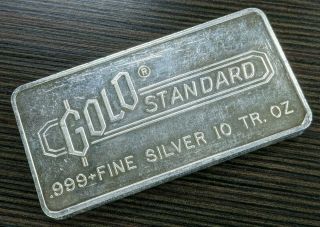 Vintage Engelhard Gold Standard 10 Oz.  999 Fine Silver Bar 5,  000 Mintage