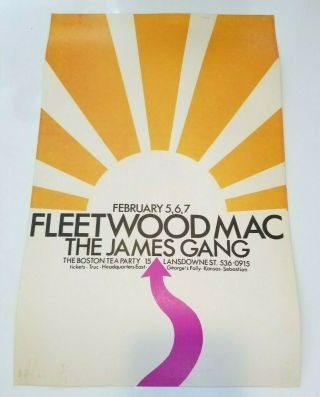 Boston Tea Party Fleetwood Mac & James Gang Vintage Poster Very Rare