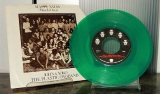 John Lennon Happy Xmas 1971 Green Vinyl 7 " Single Apple 1842 The Beatles 45 Rpm