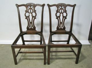 Vintage Solid Mahogany Chippendale Style Chairs; Beautifully Hand Carved