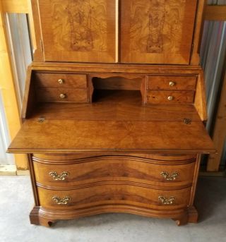 VINTAGE FANCHER FURNITURE CO.  TALL CHIPPENDALE STYLE SECRETARY DESK 2