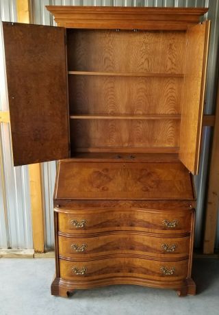 VINTAGE FANCHER FURNITURE CO.  TALL CHIPPENDALE STYLE SECRETARY DESK 4