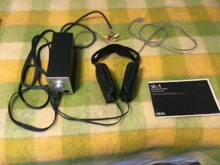 Vintage Stax Lambda Headphones And Srd - 7 Earspeaker Adapter