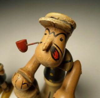 VINTAGE 1930 ' s POPEYE & OLIVE OIL SMALL JOINTED WOOD FIGURE 3.  25 