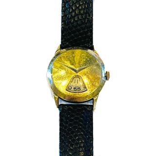 Vintage Lord Elgin Jump Hour Chevron Wristwatch Gold Direct Read Circa 1957