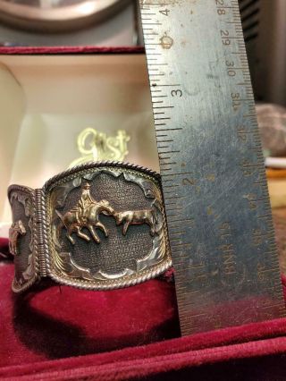 L@@k Rare Stunning Vintage Vogt 925 Sterling Silver 10k Gold Rodeo Bracelet.
