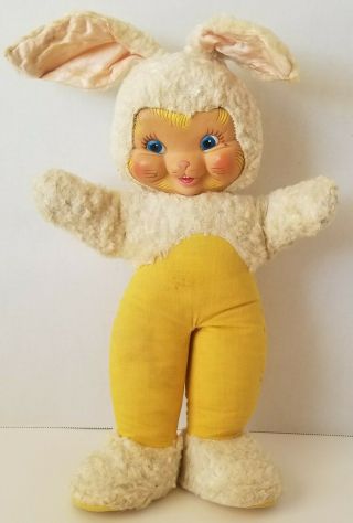 Vintage Gund Rubber Face Bunny Rabbit Yellow/white Easter