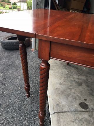 Vintage Solid Cherry Drop Leaf Double Gate Leg Dining Table (Rope Twist Legs) 2