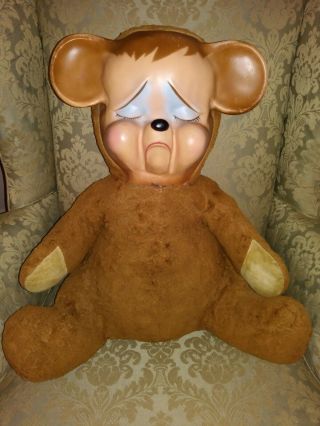Vintage Knickerbocker Pouting Teddy Bear - Rubber Face 22 - 25 "