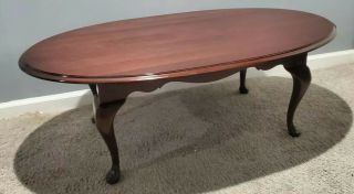 Ethan Allen Georgian Court Oval Coffee Table Cherry 11 - 8430 225 Made In Usa Vtg