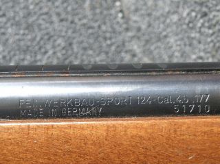 Rare VINTAGE Feinwerkbau SPORT Beeman import 124 Air Rifle.  177 Made in Germany 6
