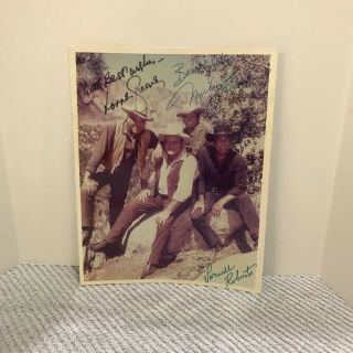 Vintage Bonanza Cast Member Photo With Signatures From 3 Cast Members