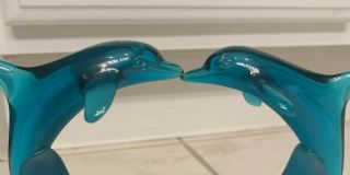 1996 Vintage Wyland Sculpture Of 2 Dolphins Blue Kalonite,  Signed And Dated.