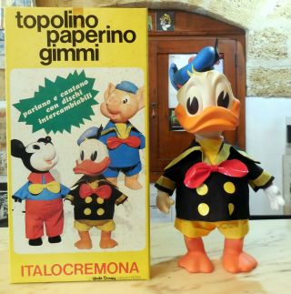 Vintage Large 19 " Toy Figure Donald Duck Walt Disney Italocremona Italy 1960s