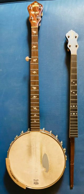 Vintage Lyon & Healy Banjo 4 String & 5 String Washburn Type Neck W/case L@@k