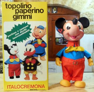 Vintage Large 18 " Toy Figure Mickey Mouse Walt Disney Italocremona Italy 1960s