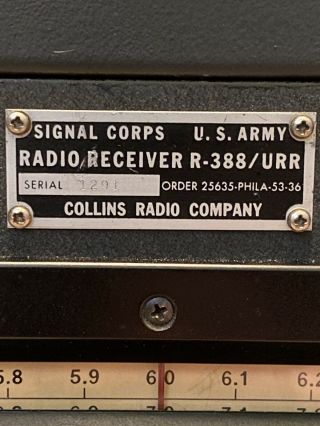 Collins R - 388/URR Vintage Army Military Ham Radio Receiver 2