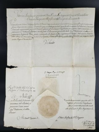 King Victor Amadeus Iii Italy Sardinia Signed Royal Document Downton Abbey Crown