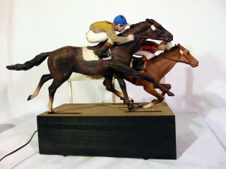 Vintage Rare Automated Automaton Horse Race Jockey Sculpture