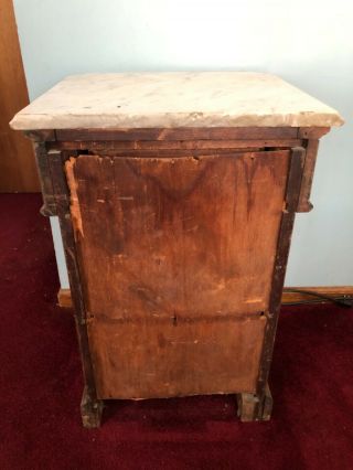 Antique Vintage Wood Victorian Gothic Marble Top Half Commode Nightstand 4
