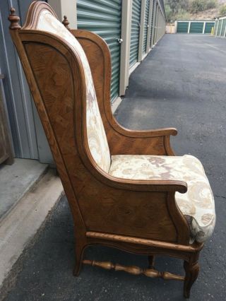 Vintage Thomasville Wingback Library Accent Arm Chair Cherubs Upholstery Wood 3