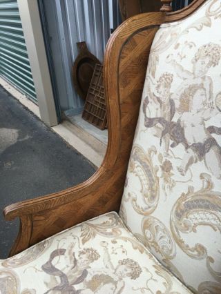 Vintage Thomasville Wingback Library Accent Arm Chair Cherubs Upholstery Wood 5