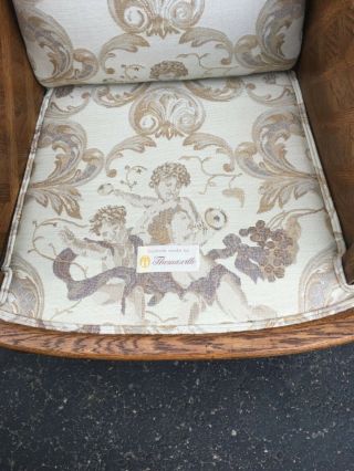 Vintage Thomasville Wingback Library Accent Arm Chair Cherubs Upholstery Wood 6