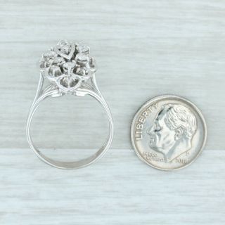 Vintage 0.  60ctw Diamond Halo Cluster Ring 14k White Gold Size 8 Cocktail 6
