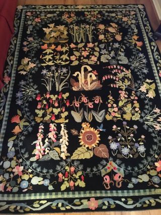 Vintage Claire Murray Hand Hooked Wool Rug 75” X 107” Actual Size.  Backing Is Ok