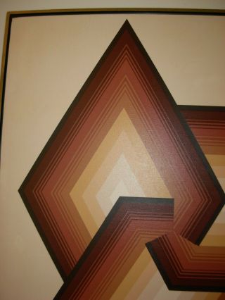Vtg Abstract Geometric Letterman Mid Century Modern Painting Retro Mod Eames Era 3