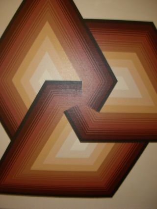 Vtg Abstract Geometric Letterman Mid Century Modern Painting Retro Mod Eames Era 4