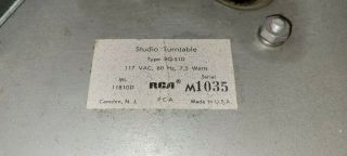 RCA BQ - 51D Vintage Broadcast Transcription Radio Station Turntable 2 of 2 6