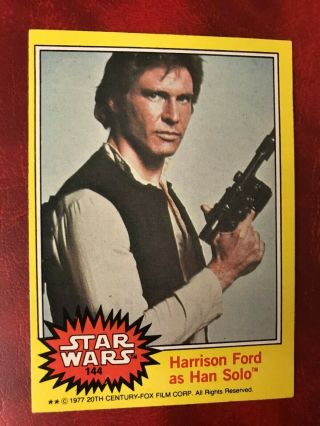 1977 Topps Star Wars Harrison Ford As Han Solo 144 Yellow Series Pack Fresh