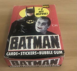 Vintage 1989 Topps Batman Trading Cards Box & 32 Wax Packs