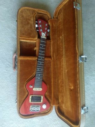 Vintage Red Chiquita Travel Guitar,  With Case.