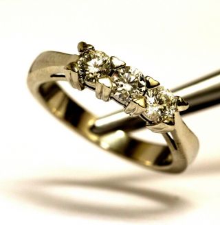 14k White Gold.  65ct Si2 H Round Diamond 3 Stone Engagement Ring 4.  3g Vintage