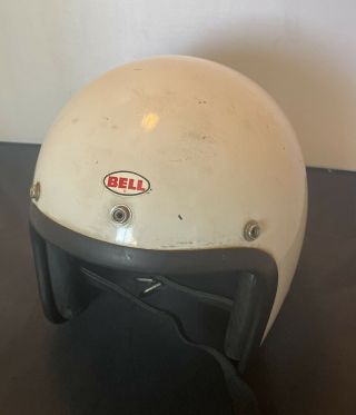 Vintage 1960s Bell Toptex 500 - Tx Open Face Motorcycle Racing Helmet White 7 3/4”
