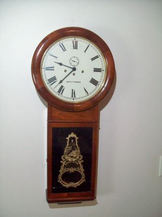 Vintage Seth Thomas Regulator Wall Clock Key Wind Pendulum Movement