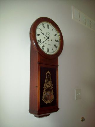 Vintage Seth Thomas Regulator Wall Clock Key Wind Pendulum Movement 4