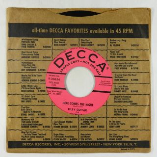 Rockabilly 45 - Billy Guitar & Nighthawks - Here Comes The Night - Decca Vg,  Mp3